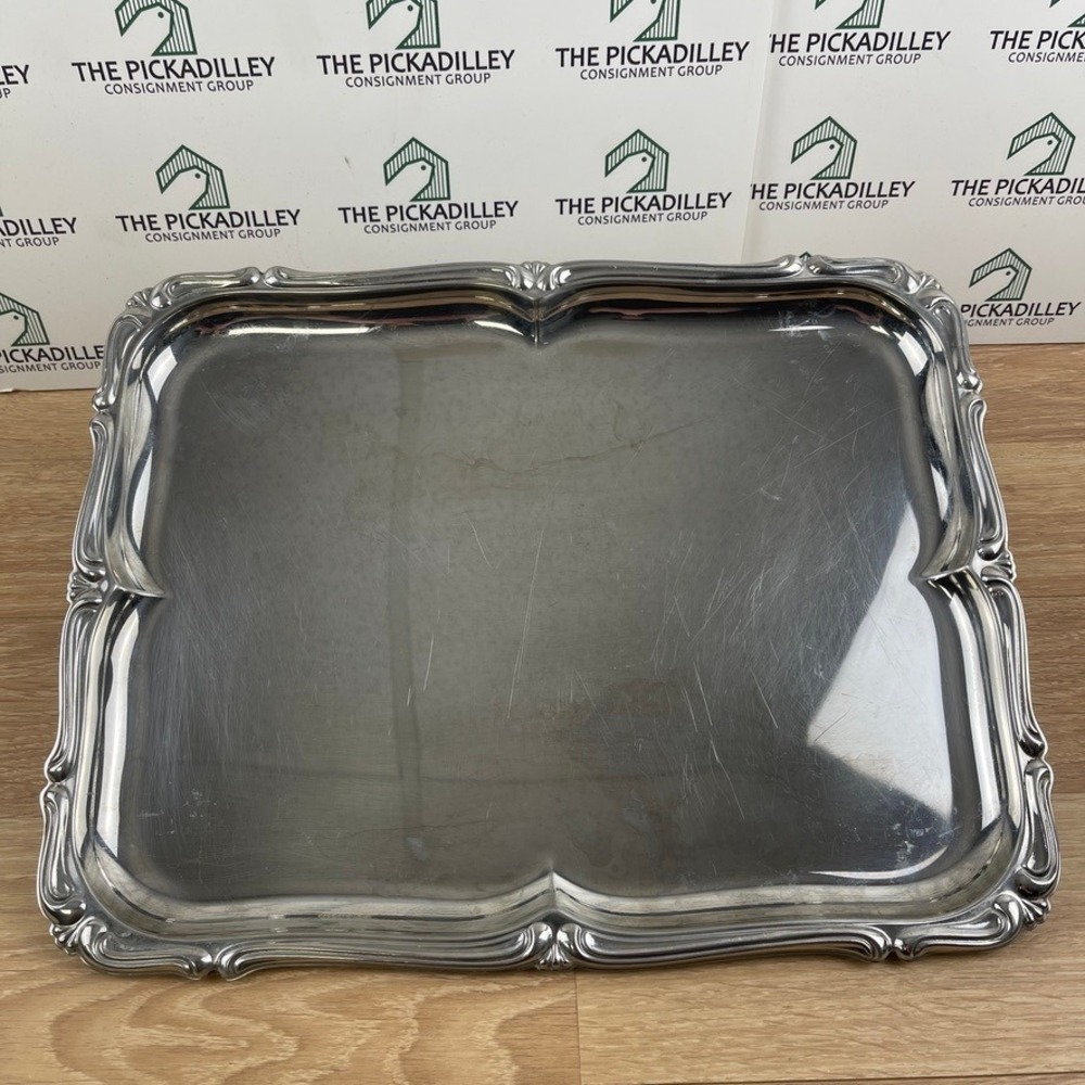 Alfra Alessi Italy 18/10 Stainless Steel Serving Tray Vintage Scalloped Platter